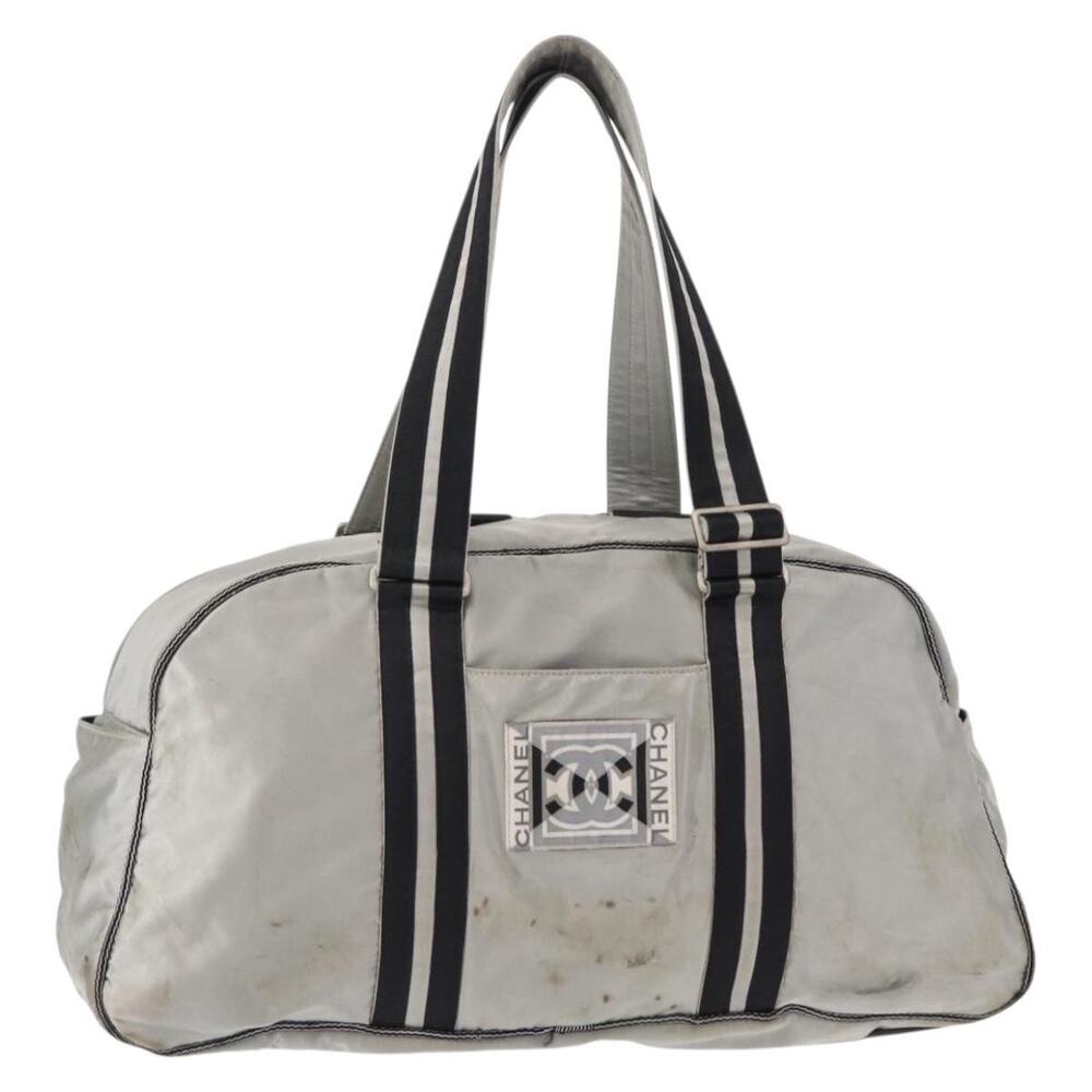 Chanel Nylon Sports Line Boston Bag Silver
